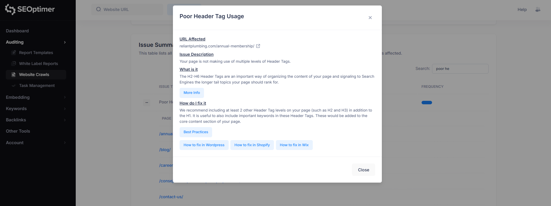 Poor header tag usage